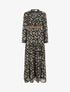Robe longue en voile imprimé fleuri - Noir - 5