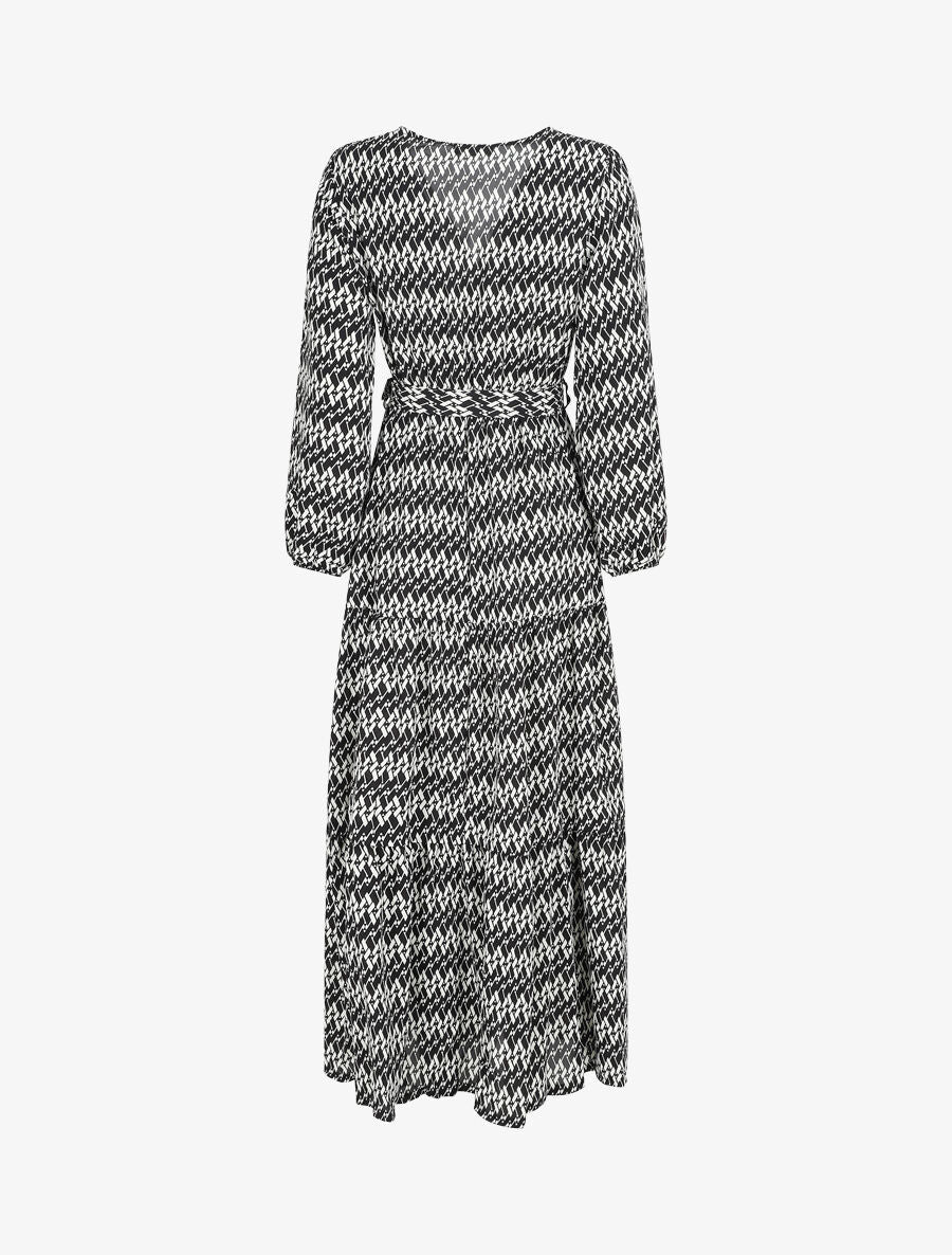 Robe longue graphique à col cache-coeur - Noir - 2