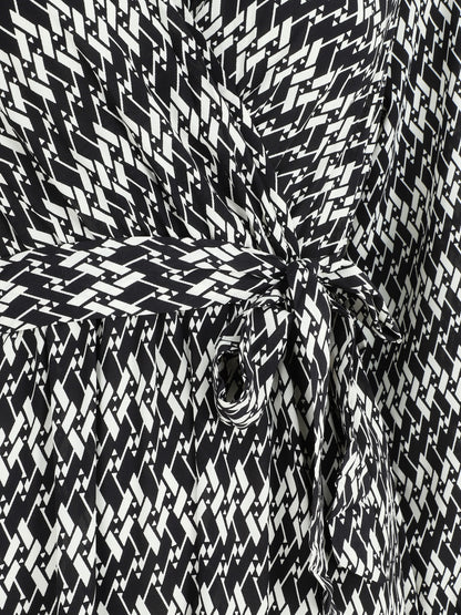 Robe longue graphique à col cache-coeur - Noir - 3