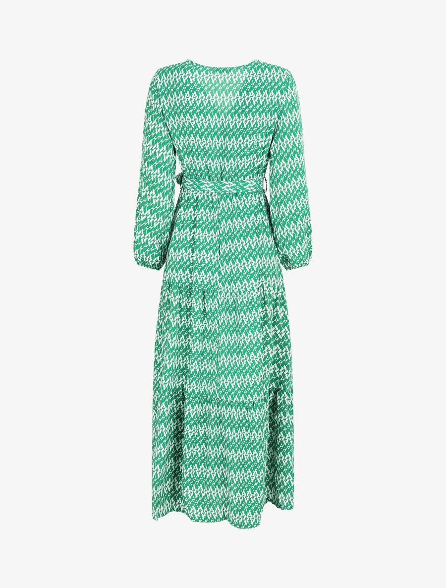 Robe longue graphique à col cache-coeur - Vert - 2