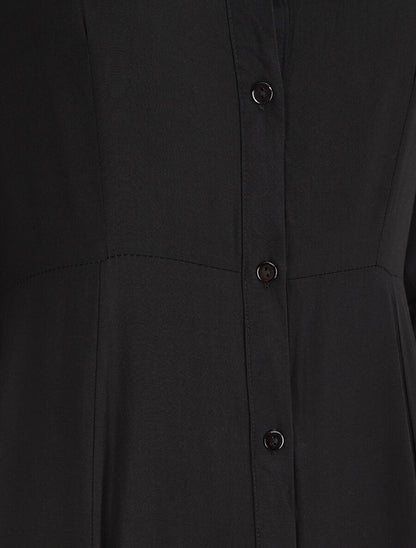 Robe chemise longue unie - Noir - 3