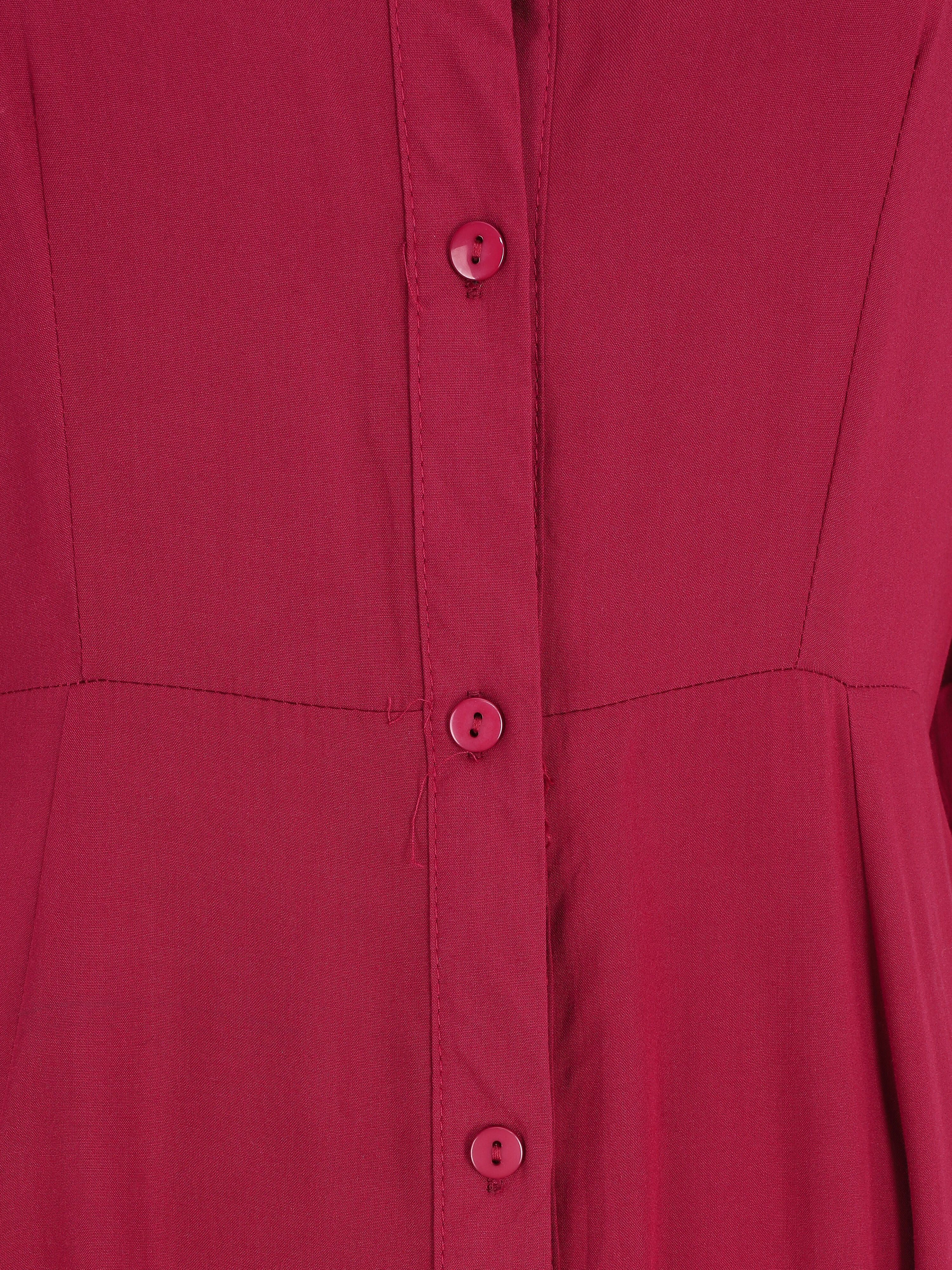 Robe chemise longue unie - Bordeaux - 3