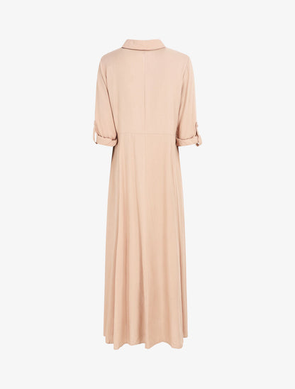 Robe chemise longue unie - Beige - 2