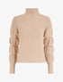 Pull en laine mélangée à manches élastiquées - Beige - 1