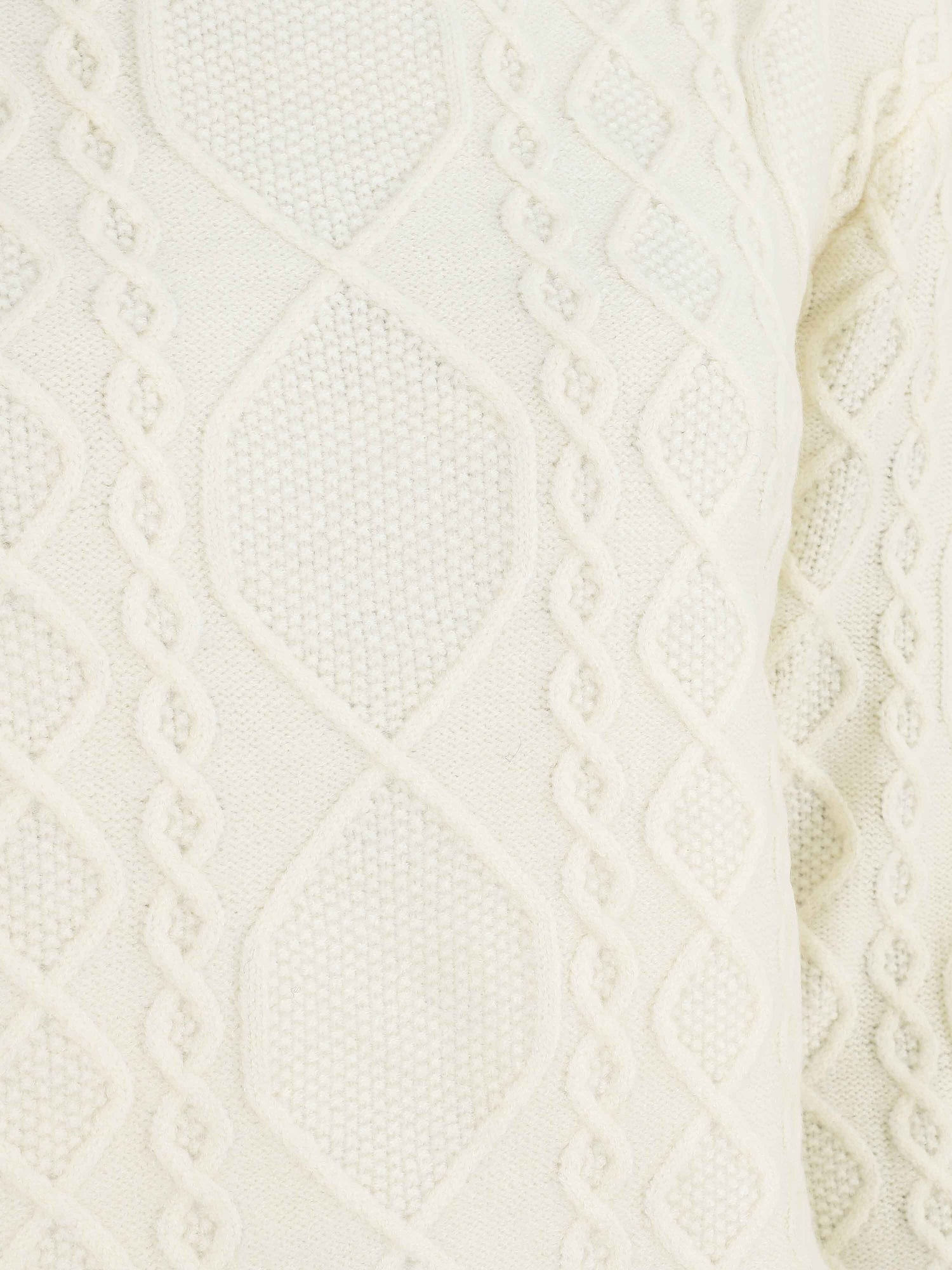 Pull en laine mélangée à motif lignes entrelacées - Blanc - 3