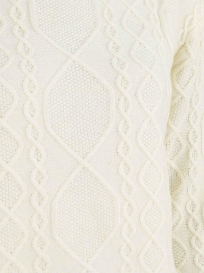 Pull en laine mélangée à motif lignes entrelacées - Blanc - 3