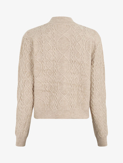 Pull en laine mélangée à motif lignes entrelacées - Taupe - 2