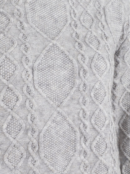 Pull en laine mélangée à motif lignes entrelacées - Gris - 3