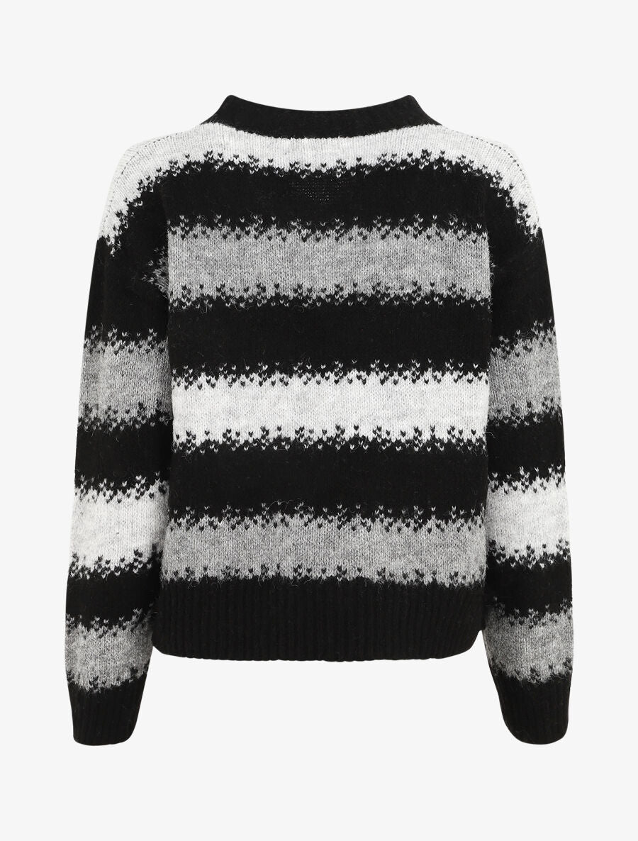 Pull en laine mélangé à motif rayé - Noir - 2