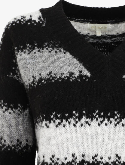 Pull en laine mélangé à motif rayé - Noir - 3