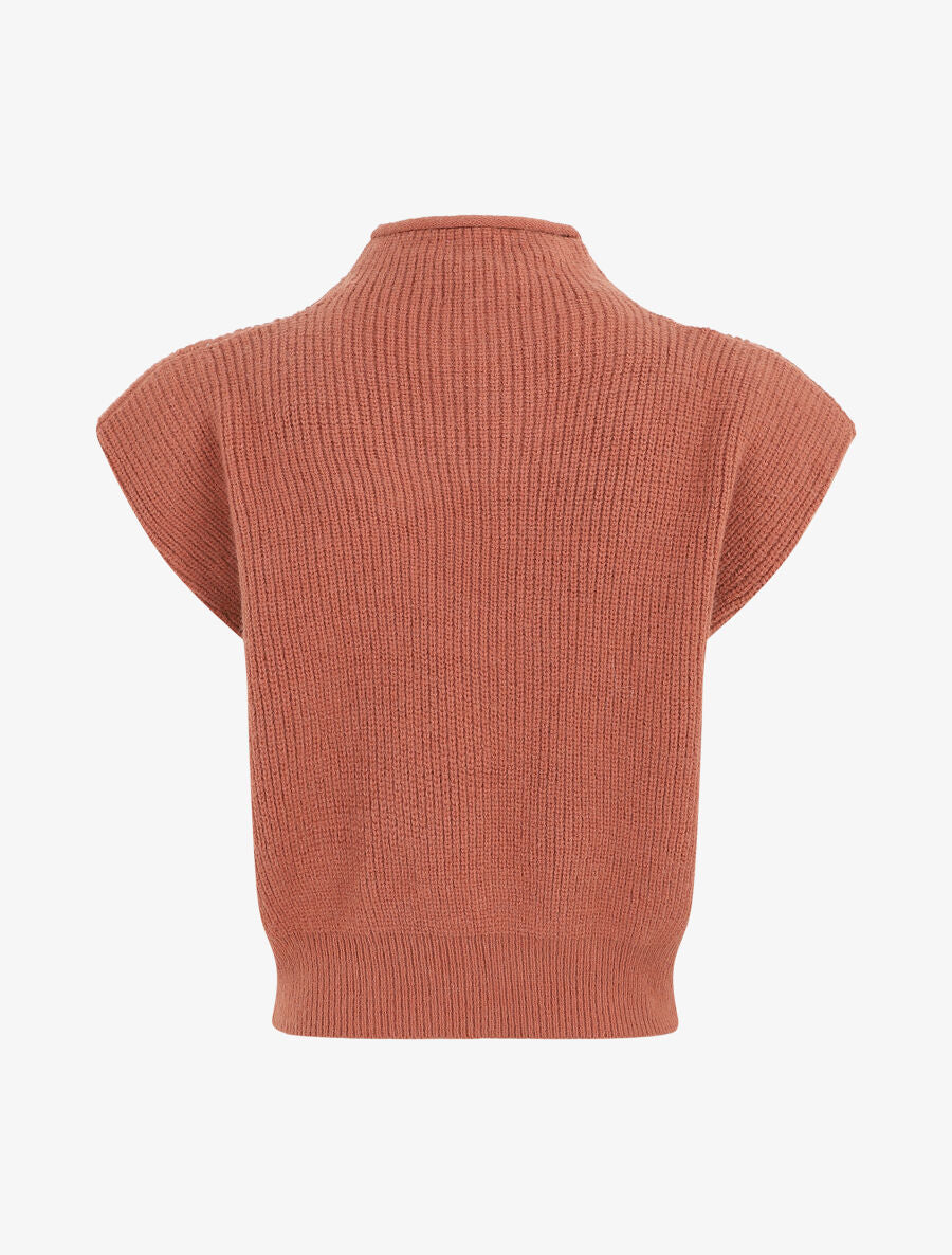 Pull sans manches en laine mélangée - Marron - 2