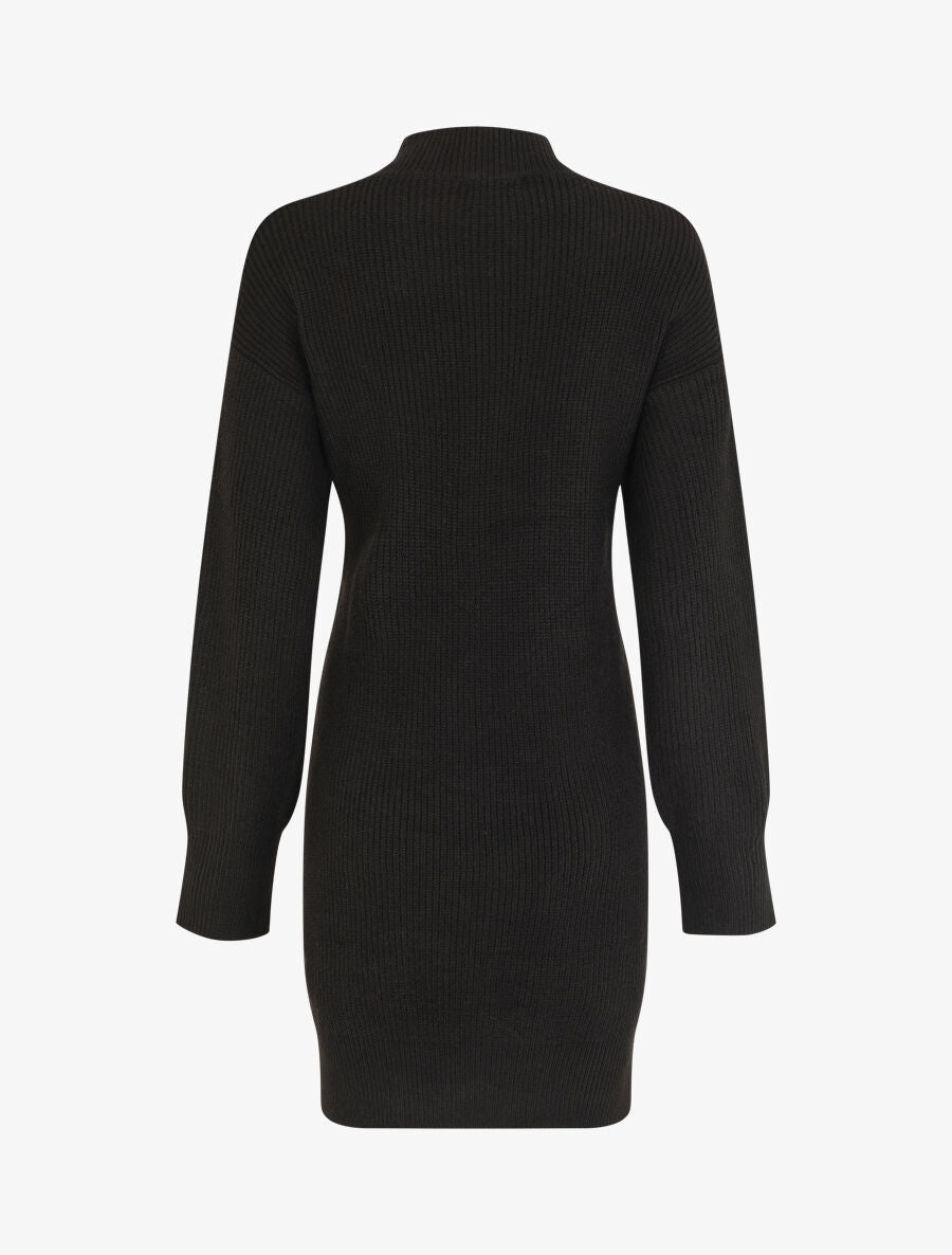 Robe pull à manches boutonnées - Noir - 2