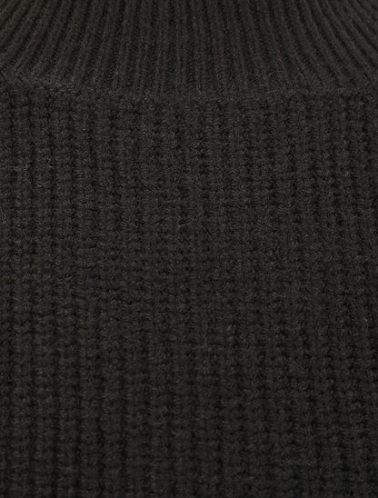 Robe pull à manches boutonnées - Noir - 3