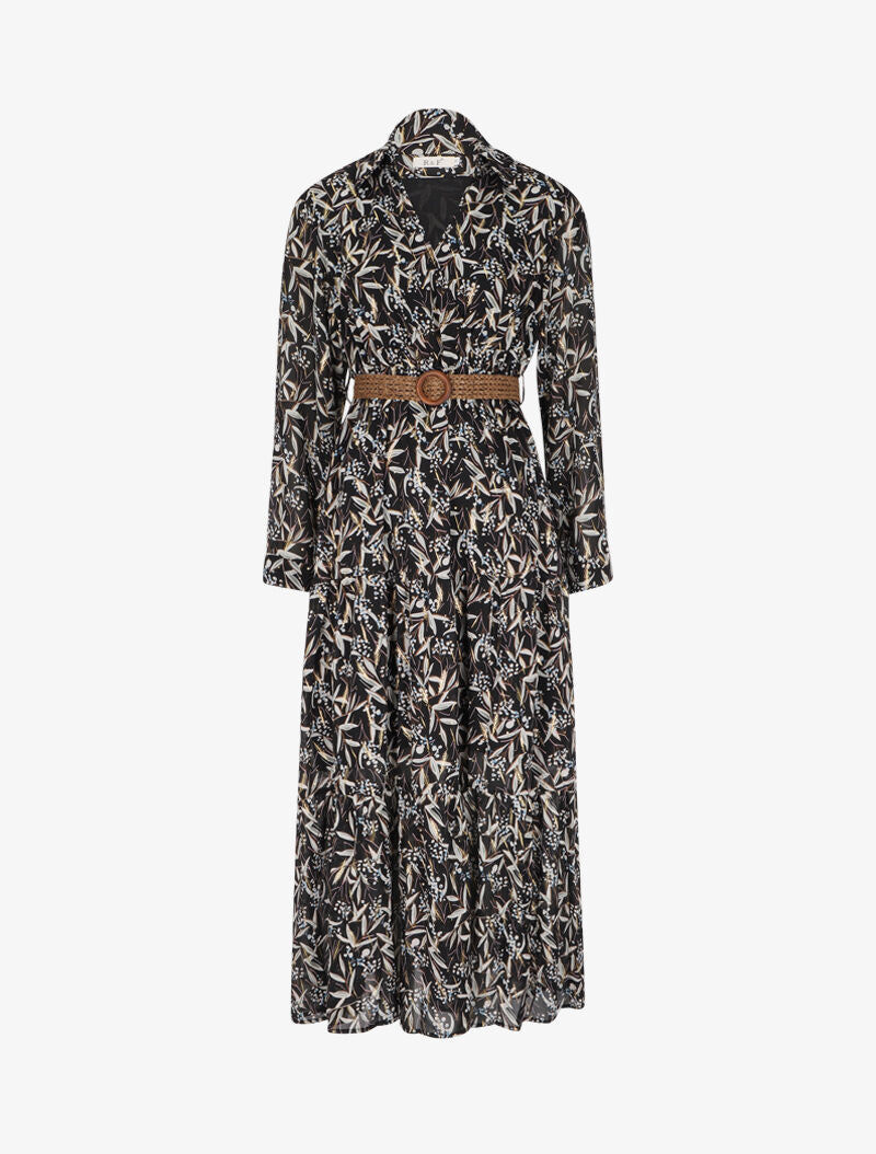 Robe longue à motif feuilles d&