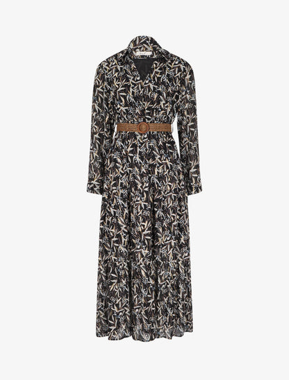 Robe longue à motif feuilles d&