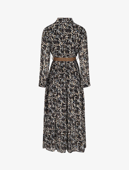 Robe longue à motif feuilles d&