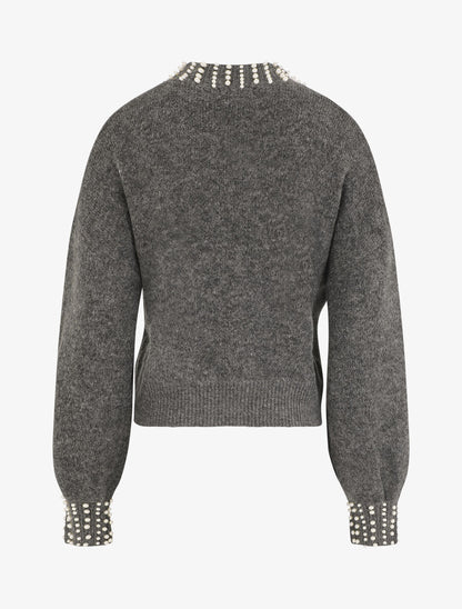 Pull col à perles - Gris - 2