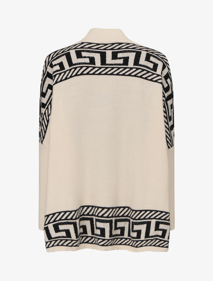 Pull oversize à motif grecque - Blanc - 3