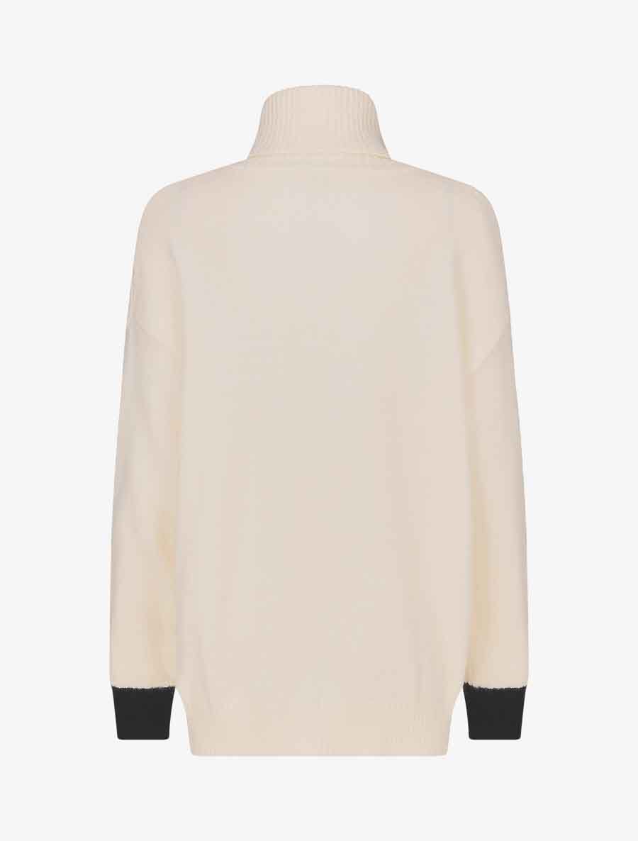 Pull col roulé à motif V - Noir/blanc - 2
