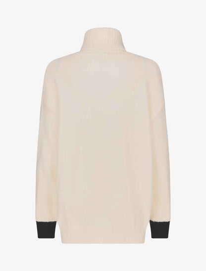 Pull col roulé à motif V - Noir/blanc - 2