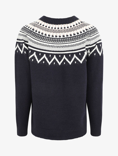 Pull col rond à motif norvégien - Marine - 2