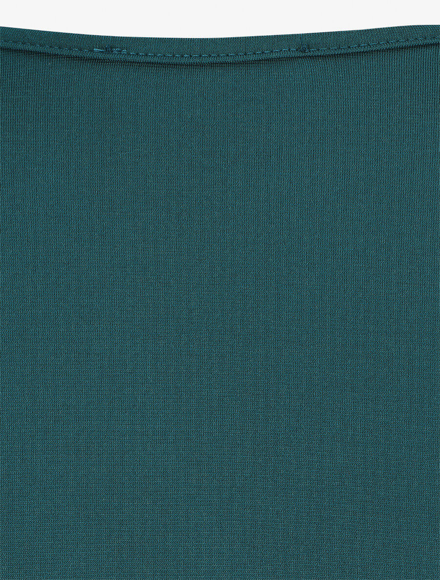 Robe unie drapée style portefeuille - Bleu canard - 3