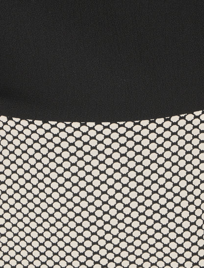 Robe droite imprimé graphique bi-matière - Noir - 3