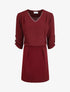 Robe droite imprimé graphique bi-matière - Bordeaux - 5