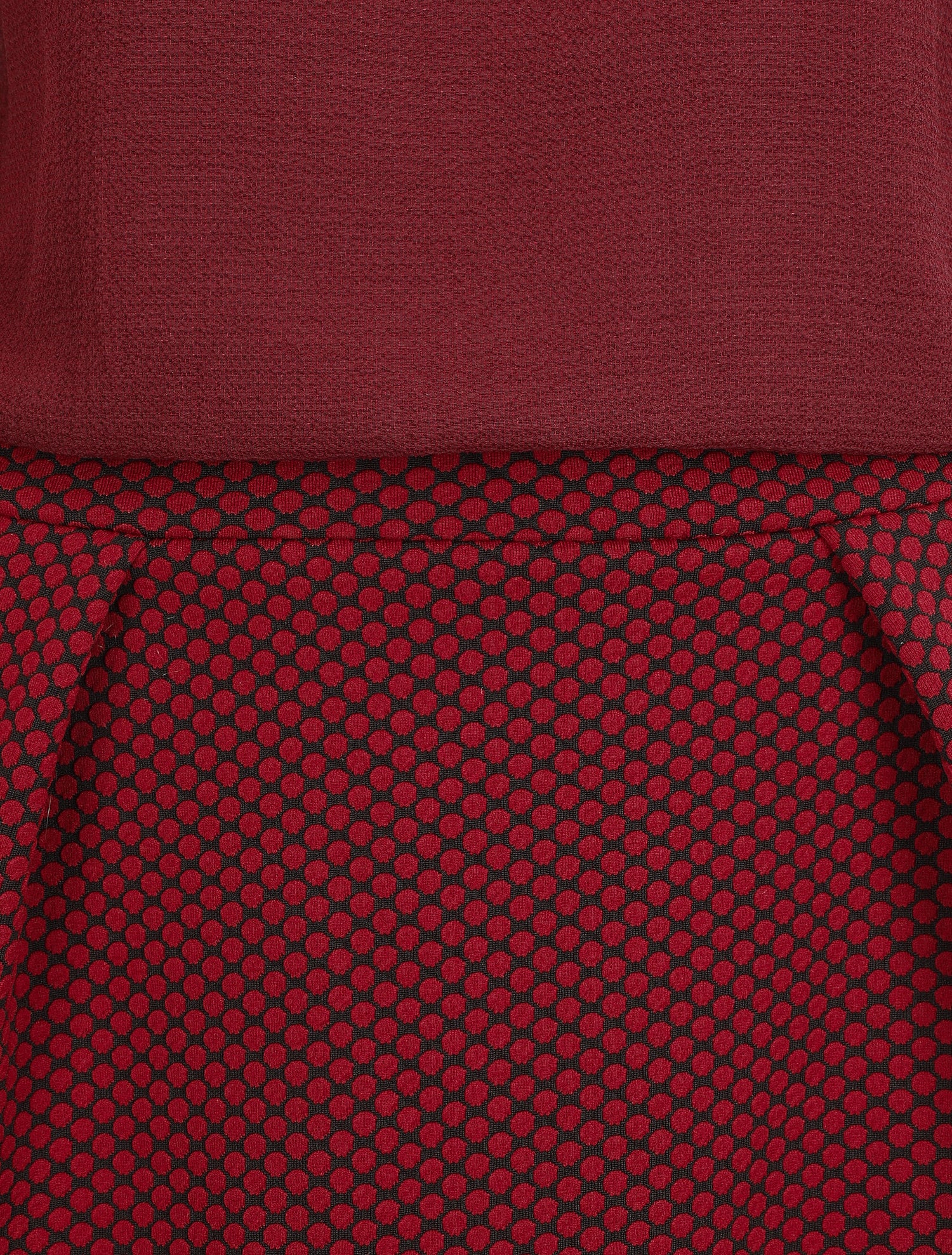 Robe droite imprimé graphique bi-matière - Bordeaux - 3