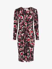 Robe ajustée drapée imprimé graphique - Fushia - 5