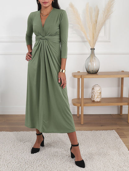 Robe longue fluide - Kaki - 4