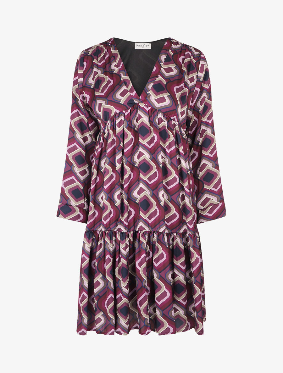 Robe empire oversize imprimé graphique - Violet - 1