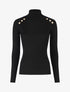 Pull col roulé à boutons - Noir - 1
