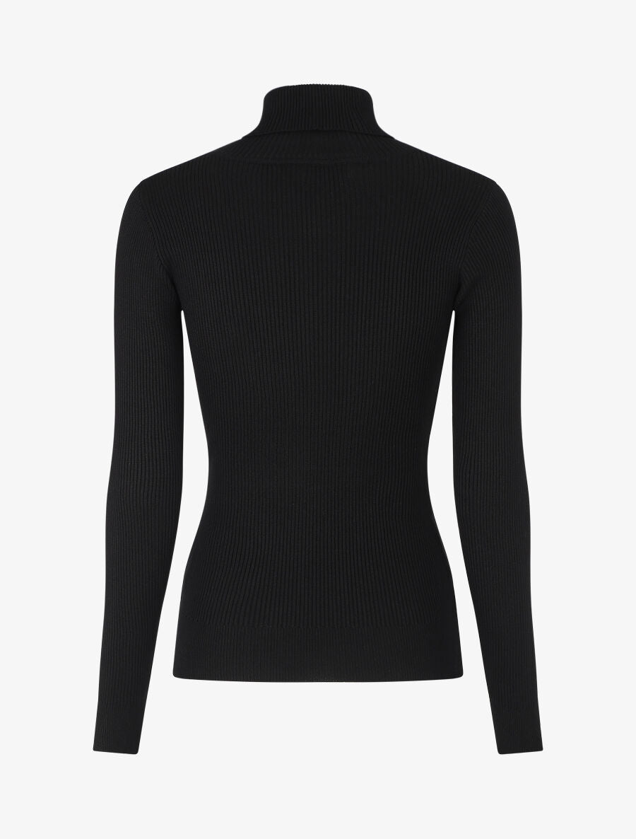 Pull col roulé à boutons - Noir - 2