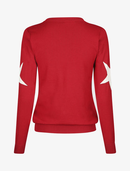 Pull droit à motif étoiles - Rouge - 2