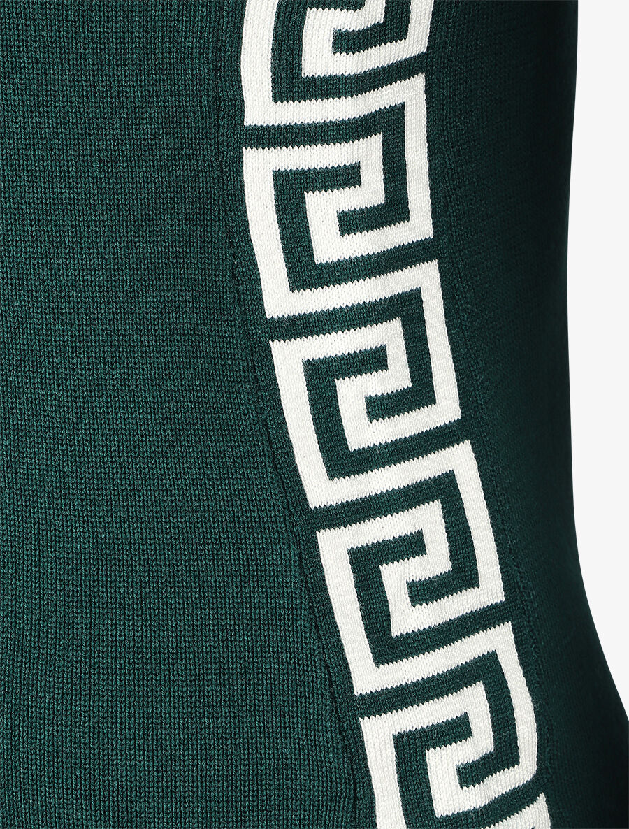 Robe pull à col montant et motifs grec - Vert - 3