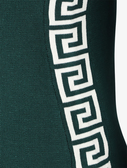 Robe pull à col montant et motifs grec - Vert - 3