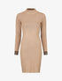 Robe pull à col montant et motifs grec - Beige - 1