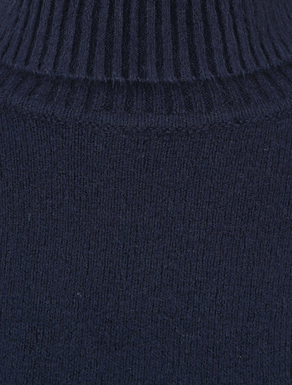 Pull col roulé en cachemire mélangé - Marine - 3