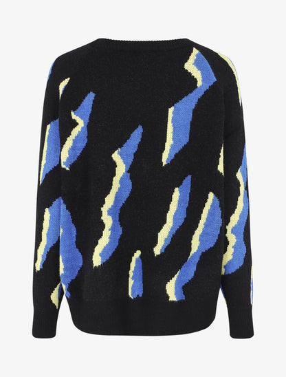 Pull en laine mélangée imprimé vintage - Noir - 2