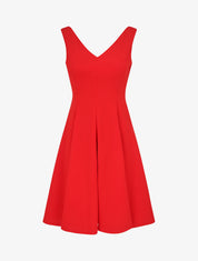 Robe patineuse unie à col V - Rouge - 5