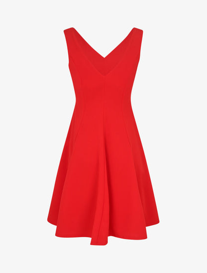 Robe patineuse unie à col V - Rouge - 2