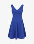 Robe patineuse unie à col V - Bleu roi - 1