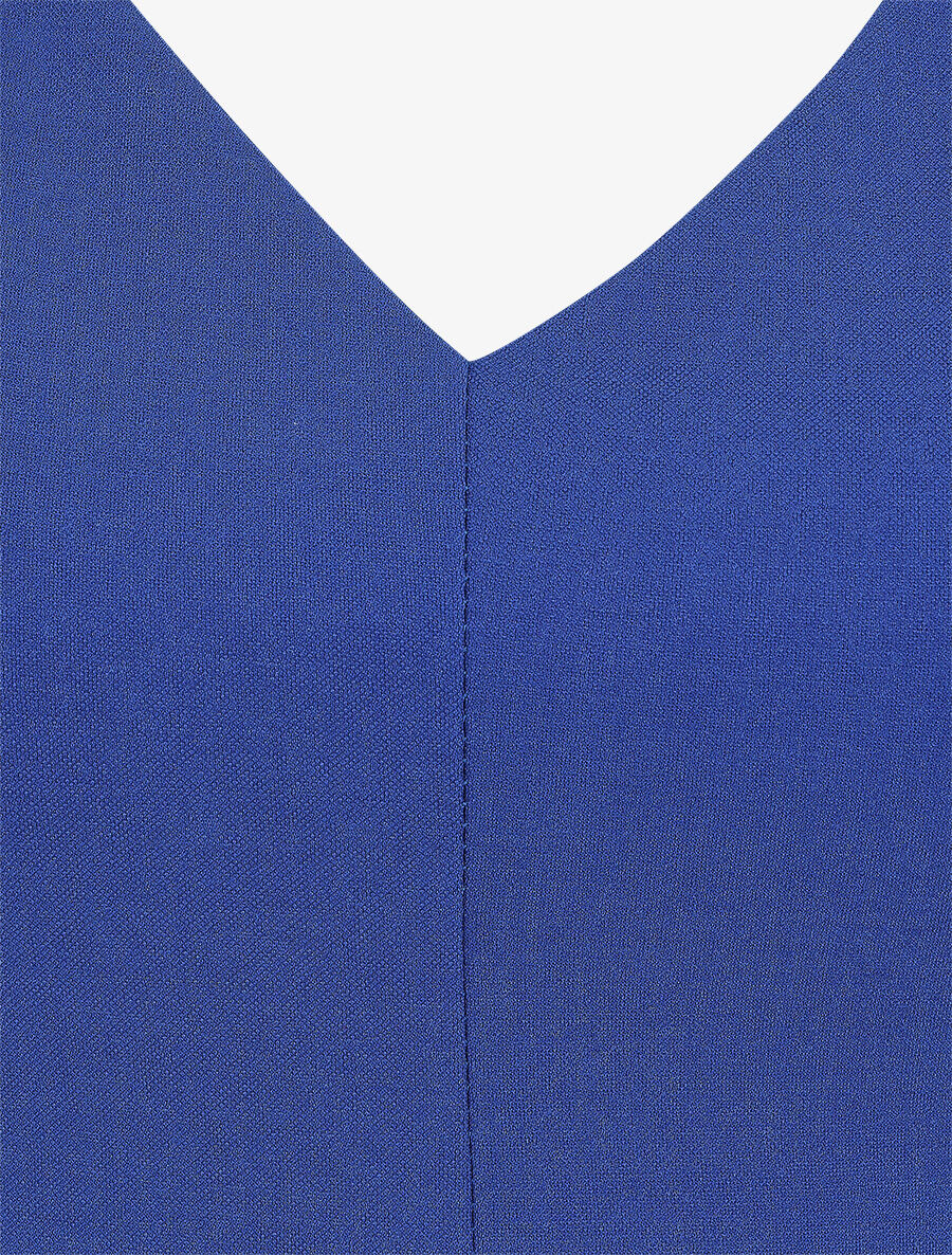 Robe patineuse unie à col V - Bleu roi - 3