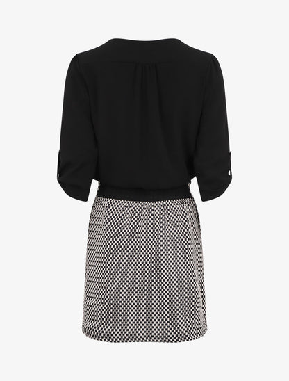 Robe droite à motif damier - Noir/blanc - 2