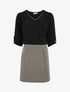 Robe droite à motif damier - Noir/beige - 1
