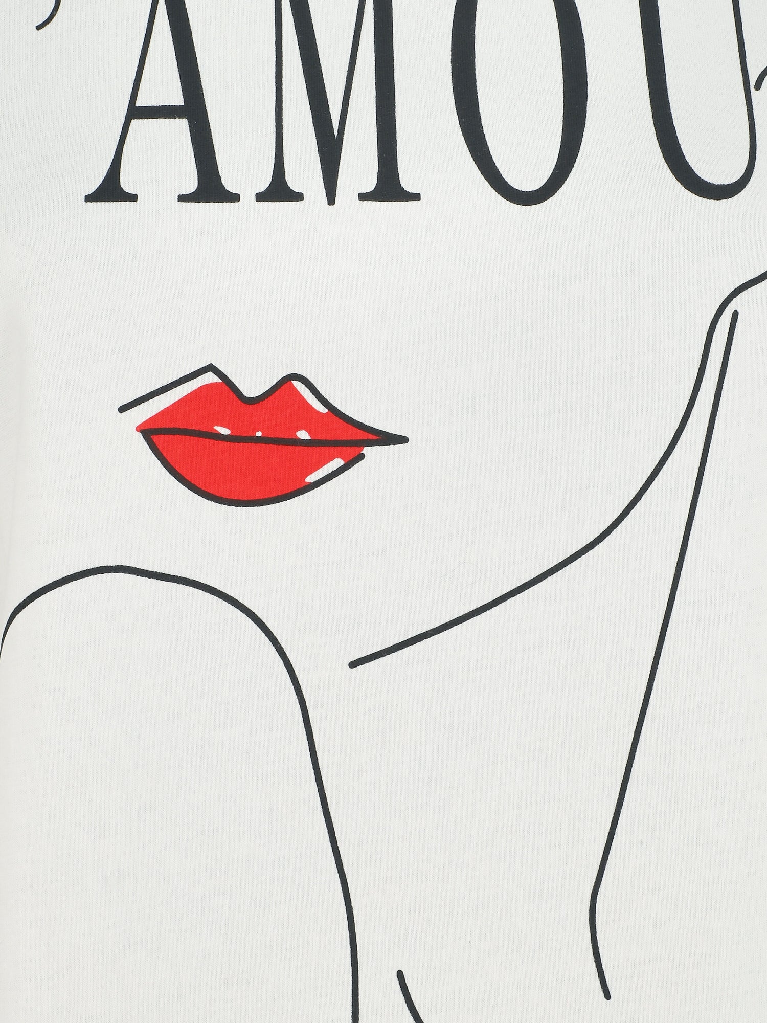 T-shirt à manches courtes imprimé à flocage amour - Blanc - 3