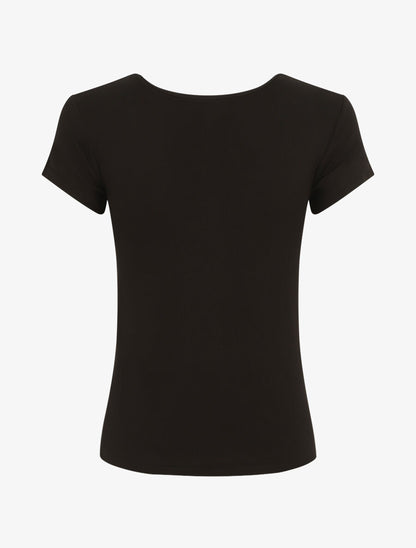 T-shirt ajusté manches courtes uni - Noir - 2