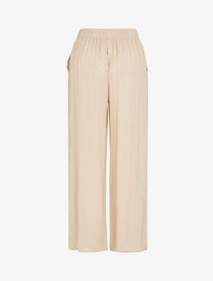 Pantalon fluide coupe droite taille haute - Beige - 2