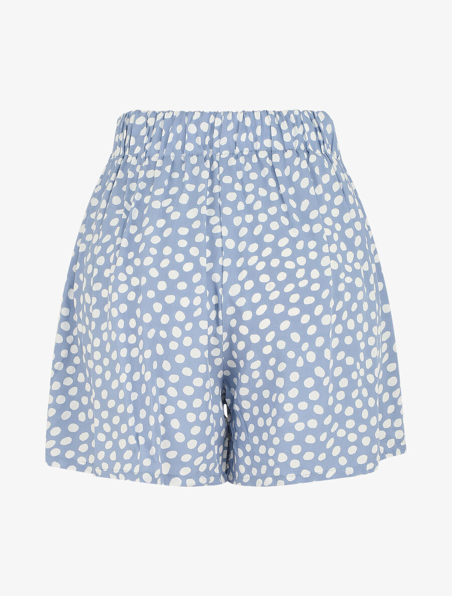 Short à pois taille haute évasé - Bleu - 2